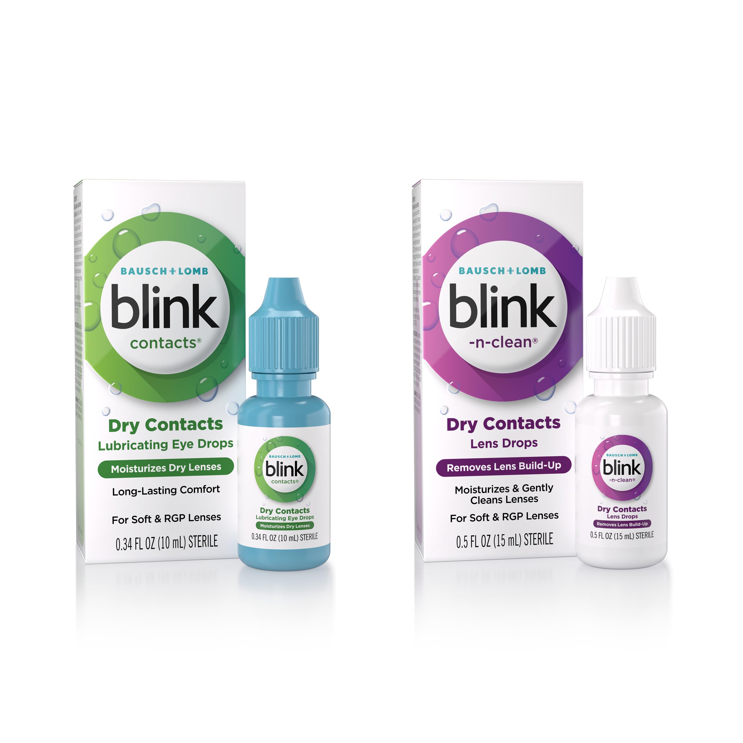 BLINK Contacts Lubricating Eye Drops Moisturizing Soothing for Soft RGP Contact Lenses 0 34 Fl Oz N-Clean Contact
