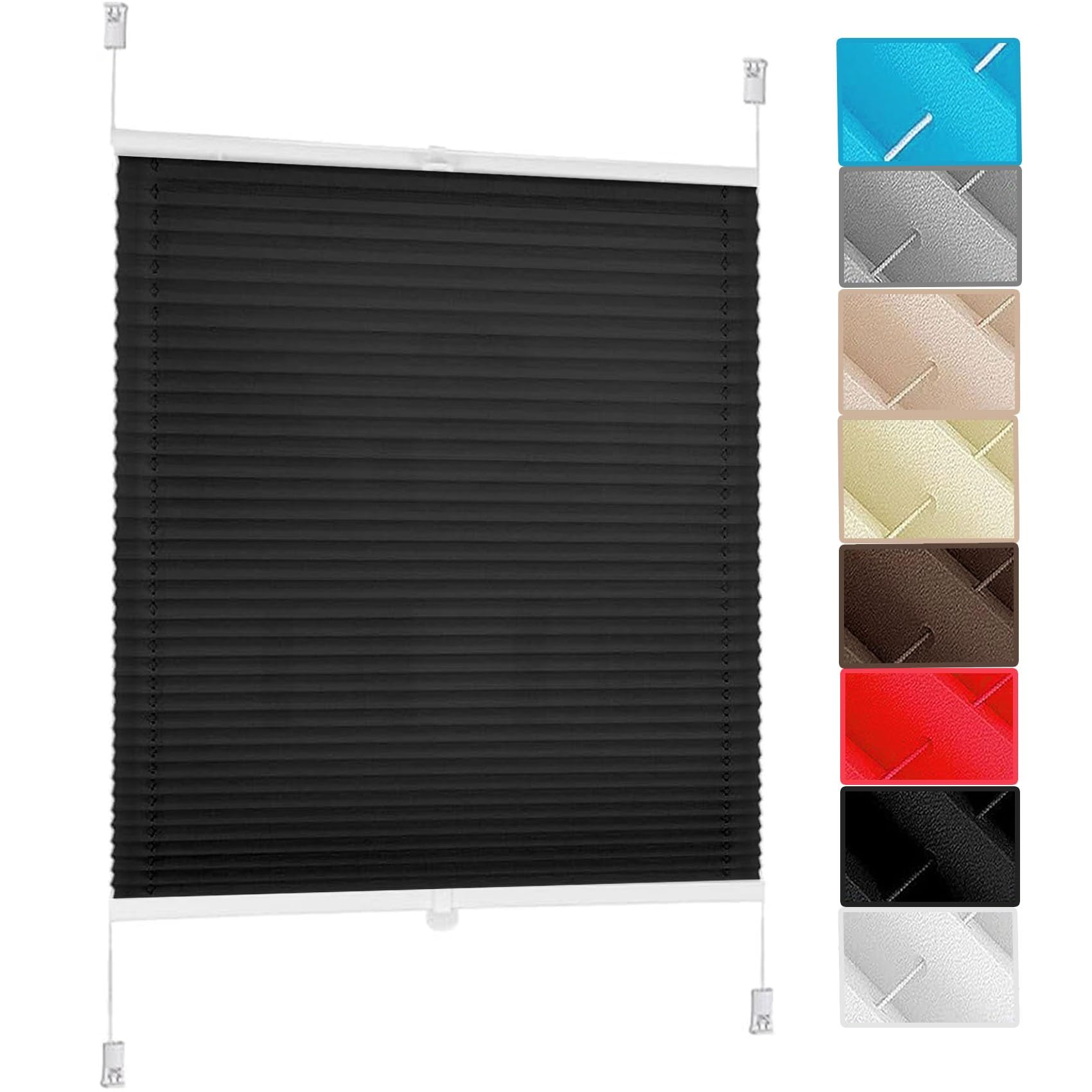 No Drill Blinds Non-woven 55 x 60 cm No Drill Blinds Easy Fit Vertical Window Blind, Self Adhesive Blinds for Bedroom Bathroom Kitchen, Black