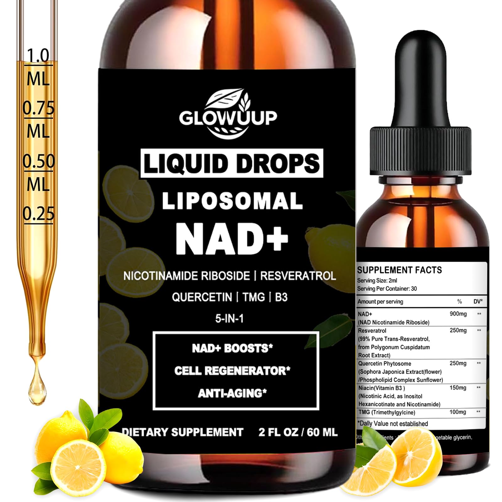 Nad Supplement for Women & Men, Liposomal Nad+ Plus Resveratrol Liquid