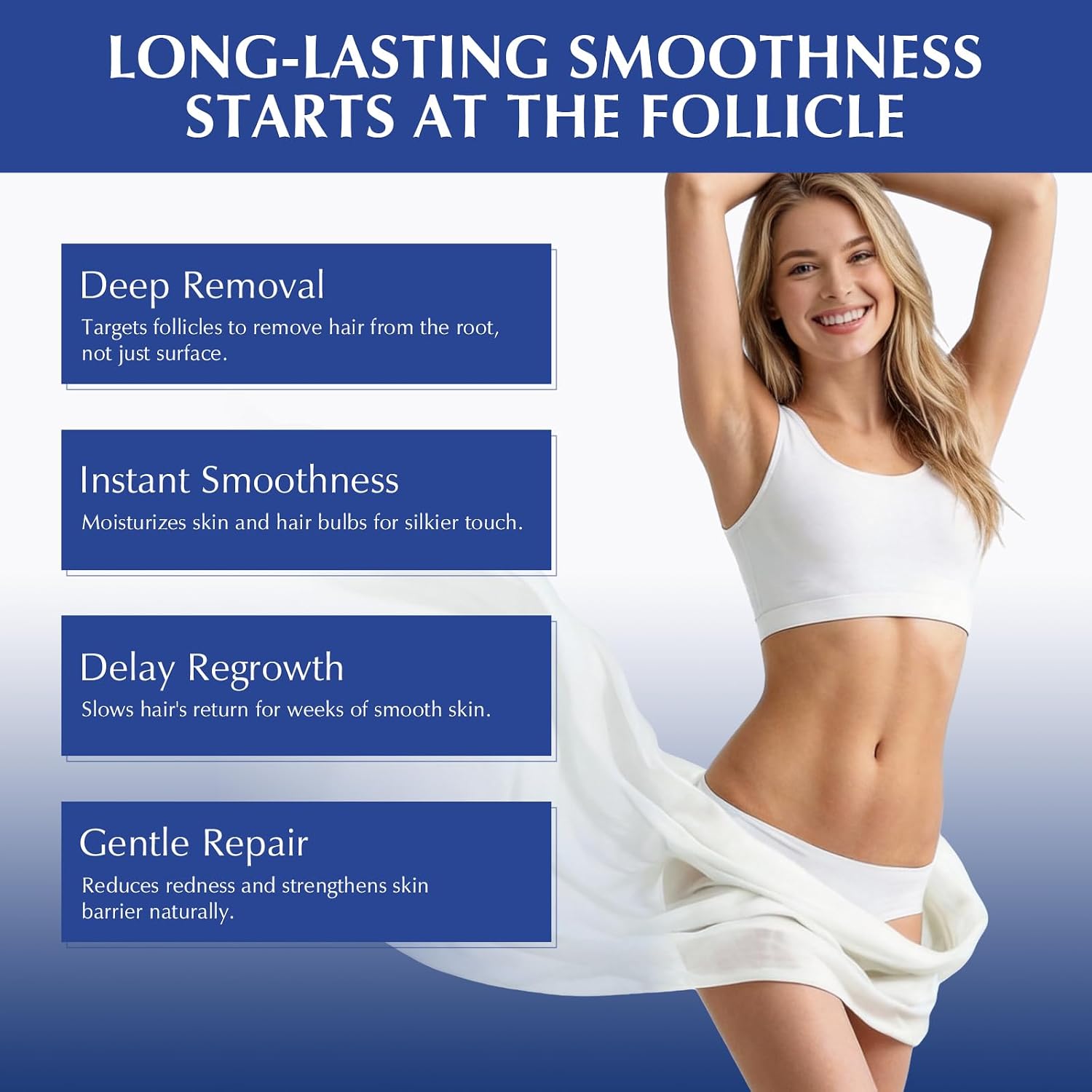 Hair Removal Cream for Women and Men: Sensitive Body Depilatory Cream for Bikini Line, Underarms & Legs with Scraper - Gentle Soothing Formula for All Skin Types, 5.28 Fl Oz