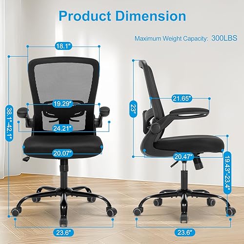 Miniatura 2 de Silla de oficina en casa, silla de escritorio ejecutiva Comeputer ergonómica con soporte lumbar ajustable, bloqueo de inclinación, piel sintética,