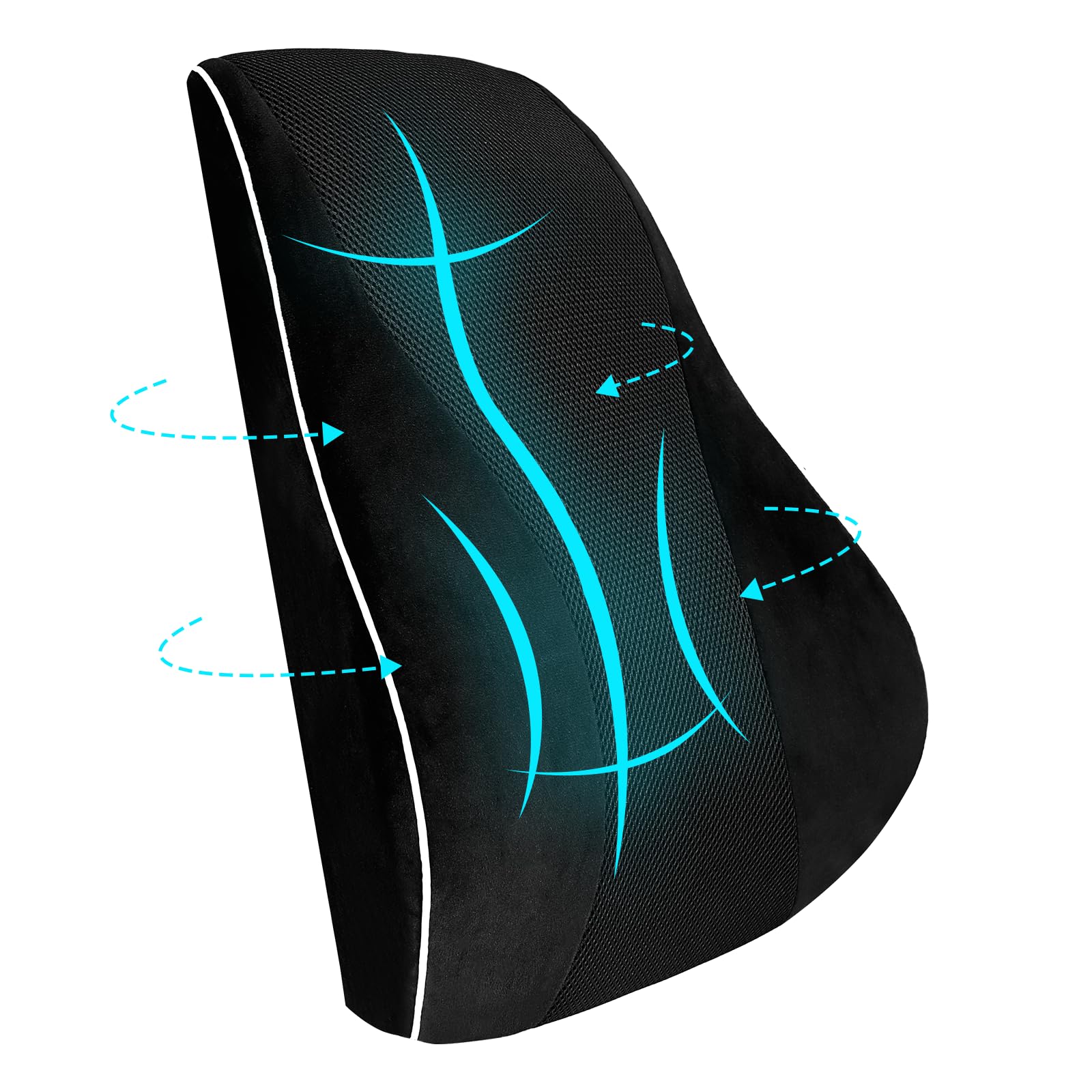 USHOP Cojín Lumbar,cojin Lumbar Silla Oficina Ergonómico de Doble Cara Termorregulada,cojin Lumbar Coche en Espuma Viscoelástica de Alta Densidad,con Dobles Correas Ajustables y Funda Extraíble