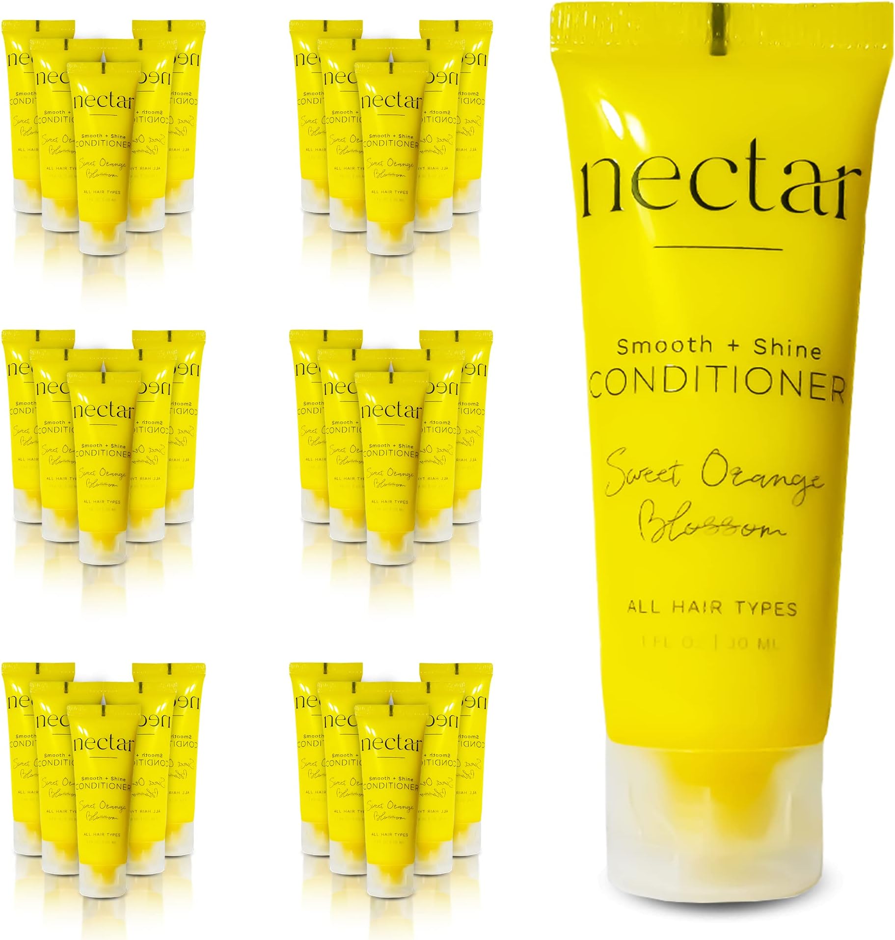 Nectar Bulk Conditioner | 50 Count, 1 oz | Sweet Orange Blossom, Mini Travel Size Toiletries (100% Recyclable Tube with Flip Top Cap) Hotel Amenities, Airbnb Rentals, Suitable for All Hair Types