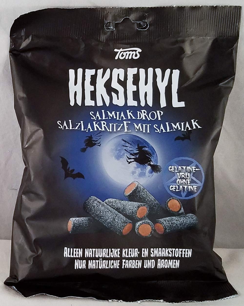 Tom's Heksehyl Salmiak Drop Danish Black Licorice Witch 10.6 Ounces/300 Grams Pack of 2