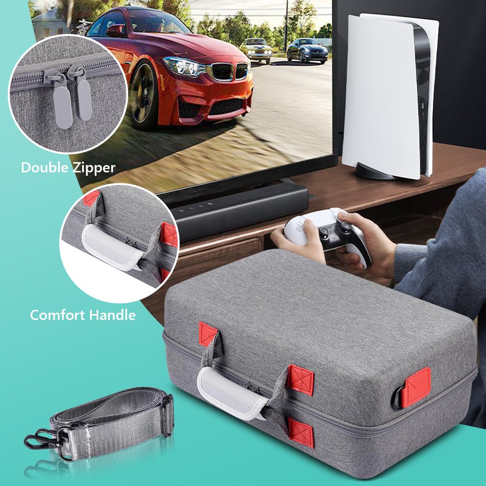 SAKURRDD Custodia Rigida da Viaggio for PS5 Slim, Custodia Antiurto Compatibile con Controller PS5 Slim/Disco Edizione Digitale/Cavi e Altri accessori/815