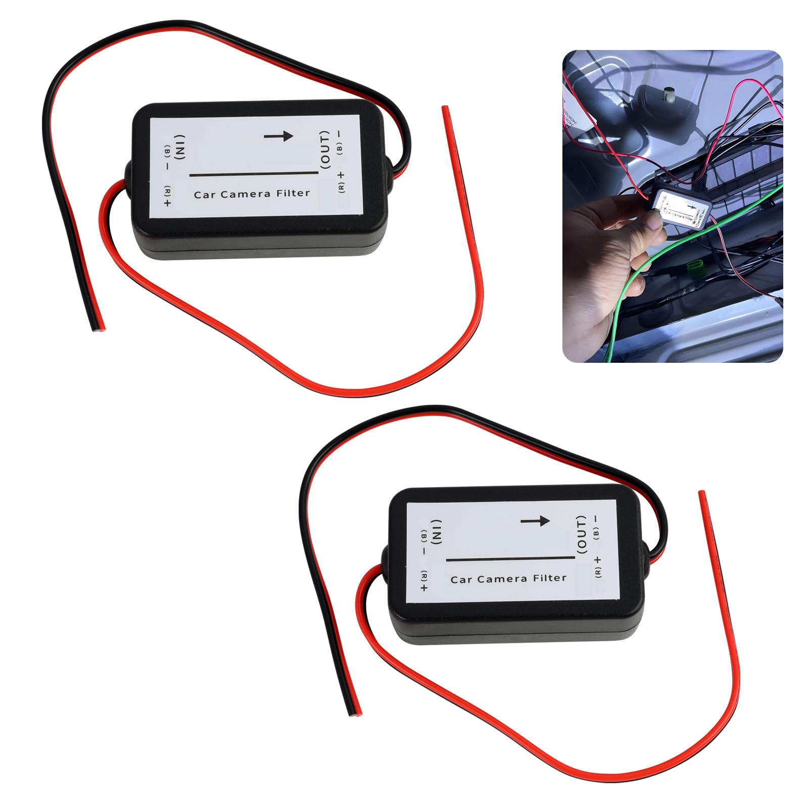 2 filtri per fotocamera posteriore dell'auto, filtro da 12 V, relè di potenza DC, condensatore, filtro per retromarcia, 12 V DC, filtro di segnale per auto, adatto per auto