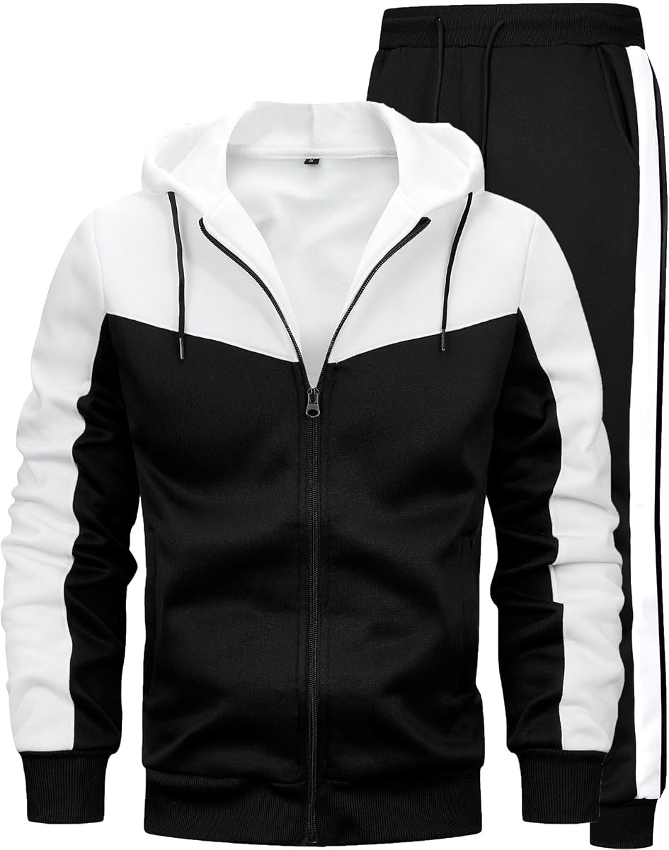 Men's 2 Pieces Tracksuit for Men Full Zip Jogger Sports Suit Gym Training Sweatsuits