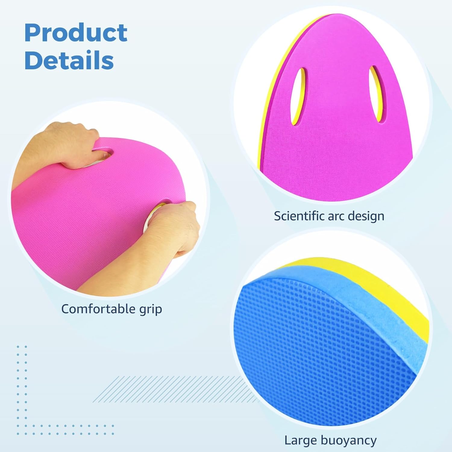 2 Pack Blue and Kickboard for Pool, Eva Swim Kick Boards Adults and Youngsters, Lightweight Swim Training Aid with Grip Holes