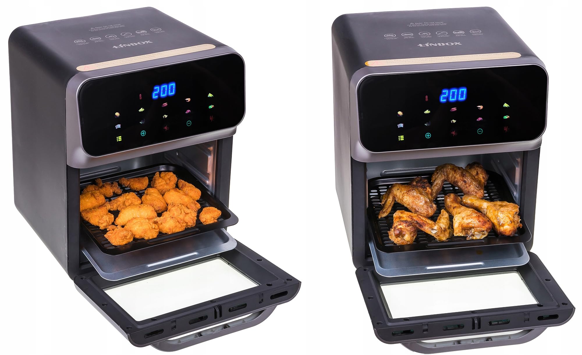 FRYTKOWNICA PIEKARNIK BEZTŁUSZCZOWY AIR FRYER LINBOX INOX CZARNY