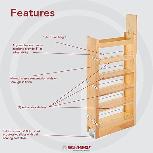 Miniatura 4 de Rev-A-Shelf Pullout, prueba de pantalones, madera, 43" H X 8" W