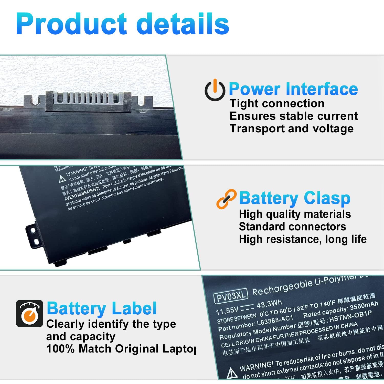 Amazon.com: BOWEIRUI PV03XL PP03XL L83388-AC1 Battery for HP