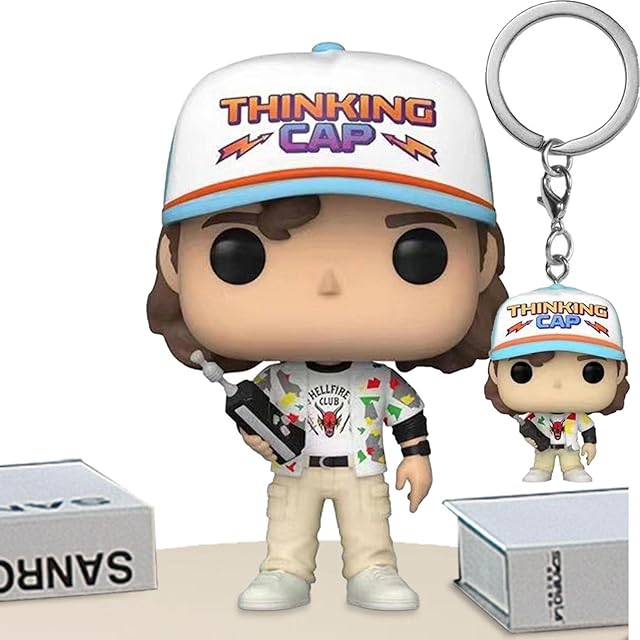 StrangeThings Pop Figures Dustin, StrangersThings Pop Action Figures, Stranges Things Figure With Keychain, Strangers Things Season 4 Memories Merchandise Gifts, Collectible Pop Figure For Home Decor