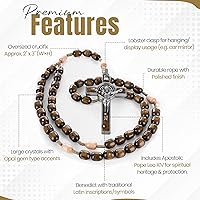 Vista 4 de SANCTUM VERITAS Catholic Rosary Necklace Large Bead Italian Rosary, Christian Prayer Beads for Car Mirror Decor, First Communion Religious Gift