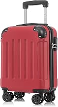 Valise Cabine avec roulettes Amovibles, 4 roulettes Pivotantes à 360°, Coque Rigide, Serrure à Combinaison, Poignée Télescopique (Rouge, S)