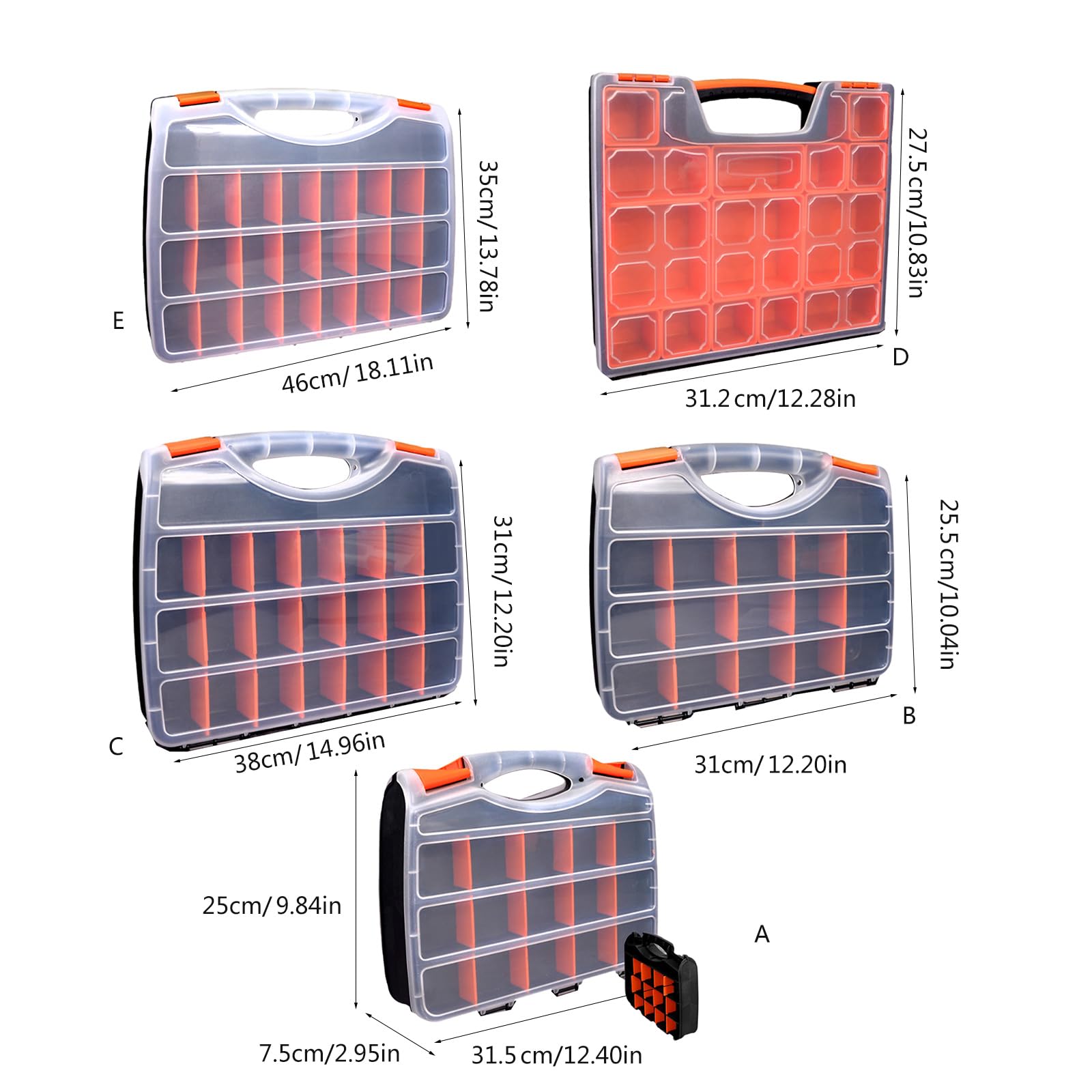 Scatola organizer per piccole parti con divisori rimovibili Scatola di immagazzinaggio hardware con maniglia portatile per bulloni dadi viti chiodi hardware custodia fermi