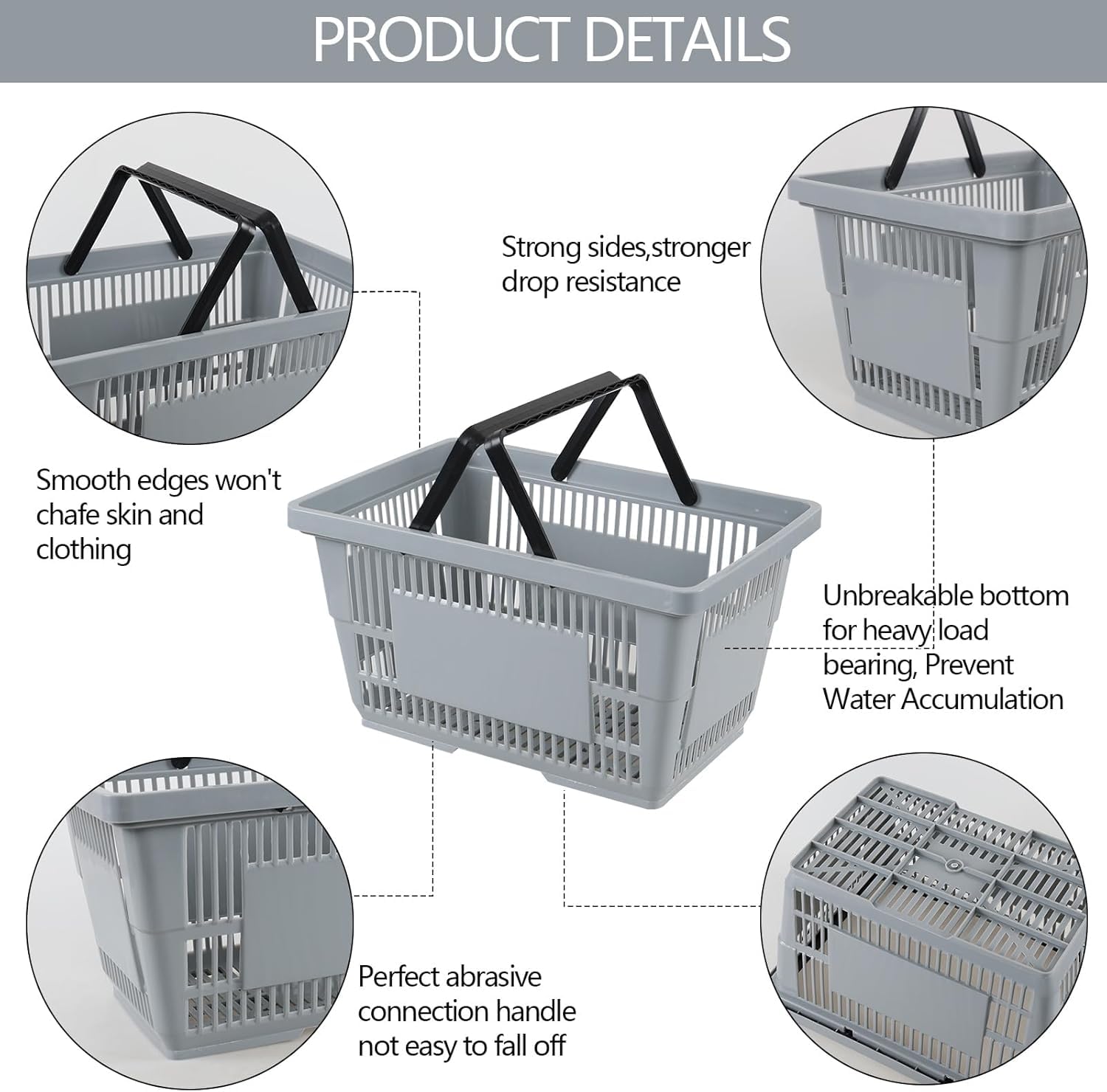 Tragbare Einkaufskörbe (28 L), 6er-Set Mit Ergonomischen Griffen, Ideal Zum Einkaufen, Aufbewahren Und Organisieren – Robust Und Leicht