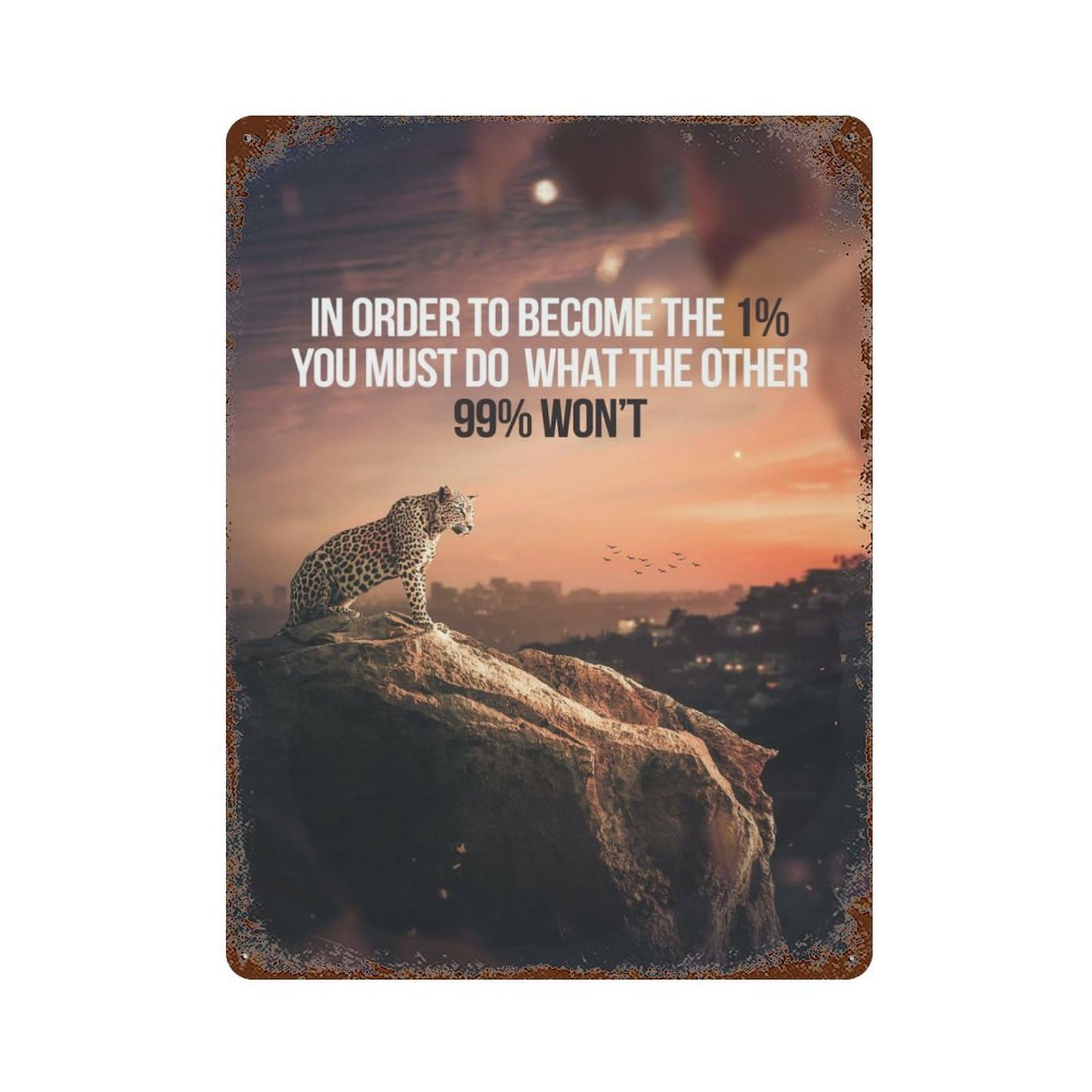 Cheetah Motivation Rusty Metal Tin Sign 15.7"x11.8", Industrial Home Decor for Garage, Pub Or Kitchen