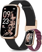 Montre Connectée Femme, 1.47" Tracker d'Activité, 24 Sports, Fréquence Cardiaque, SpO2, Sommeil, Fonction Féminine, Smartwatch Podometre Android iOS Or Noir