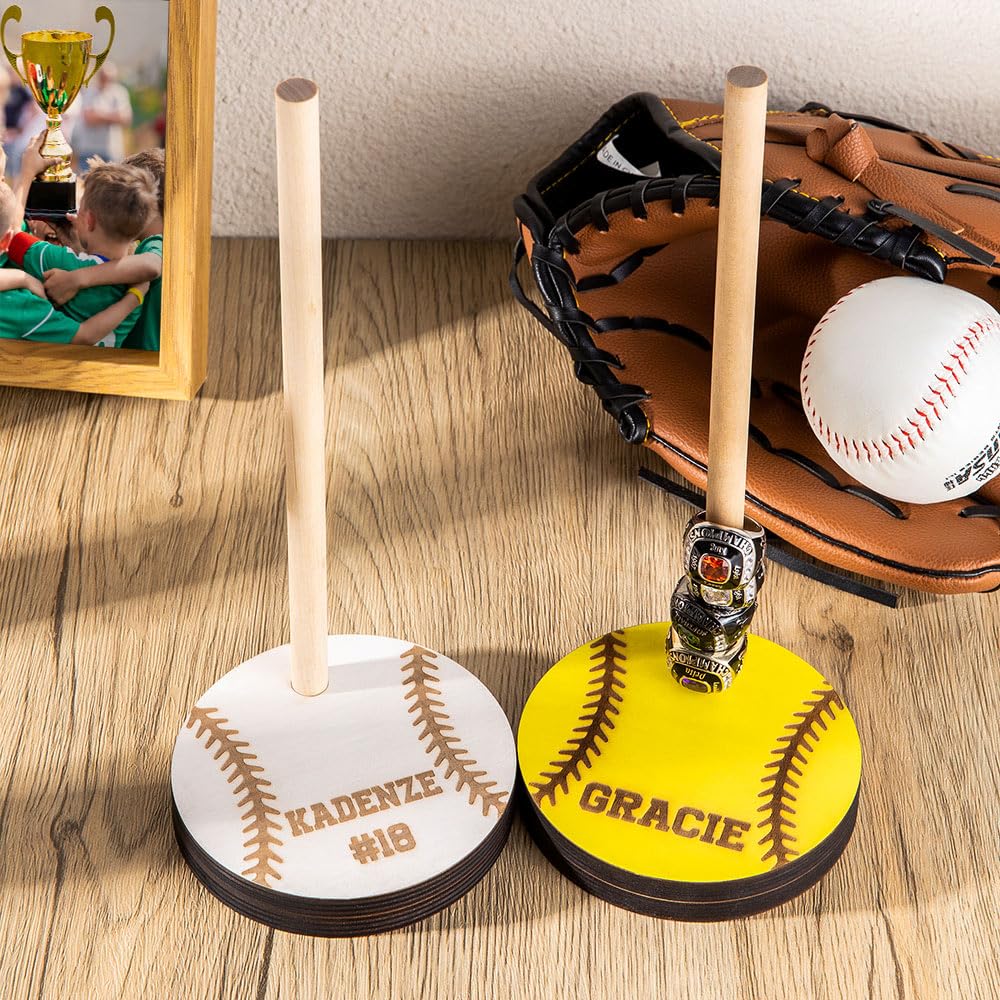 Personalized Football Baseball Ring Stand with Name Softball Basketball Ring Stand Tournament Championship Rings Holder Custom Number Soccer Volleyball Ring Display Stacked Ring Stand