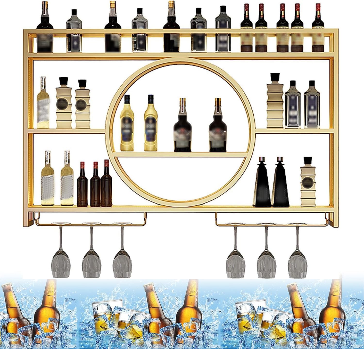 Portabottiglie da parete per casa e bar, salvaspazio, per frigoriferi, perfetto per sala da pranzo e bar (100 x 15 x 80 cm)