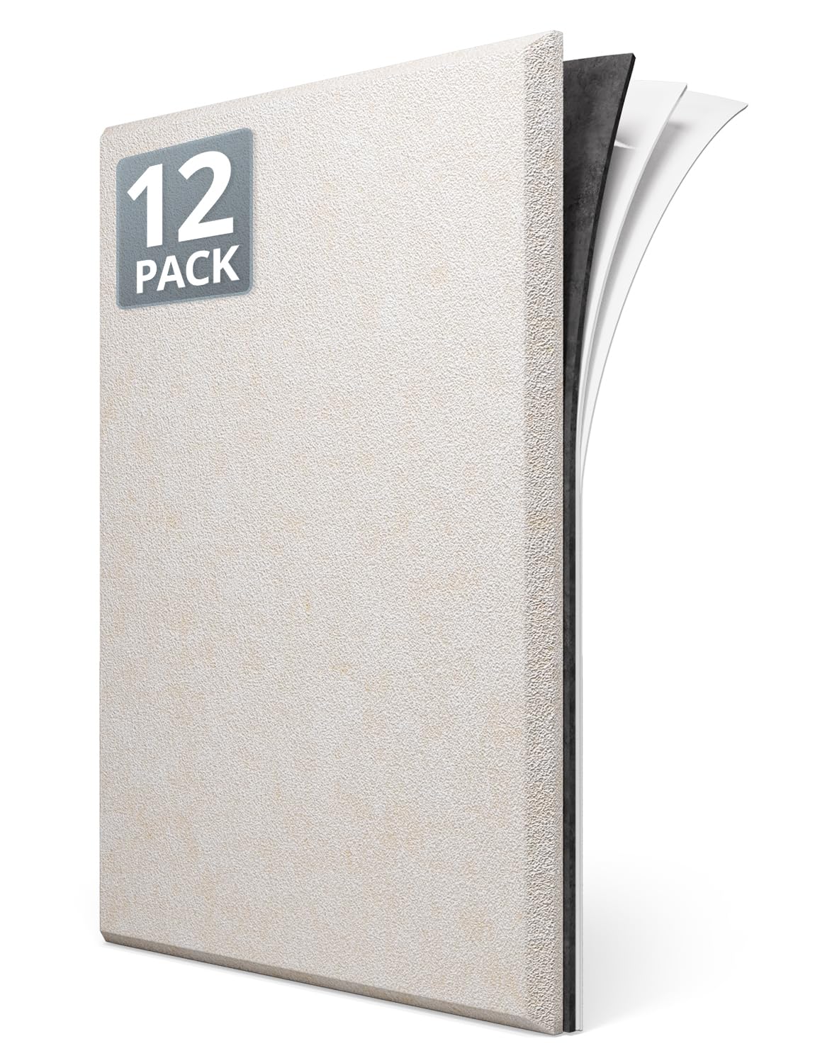Kuchoow Pannelli Fonoisolanti Rettangoli Insonorizzanti Autoadesivi Parete | 12 Pezzi, 40x30x0,9 cm, Design Decorativo, Riduce Rumori, Eco e Riverbero, Ideale per Soggiorno, Camera e Ufficio, Beige
