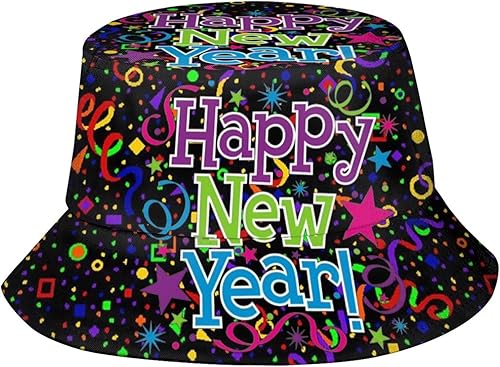 Miniatura 6 de Sombrero de pescador de feliz año nuevo para hombres, mujeres, adolescentes, plegable, con tema de Año Nuevo, sombreros para el sol, gorra de