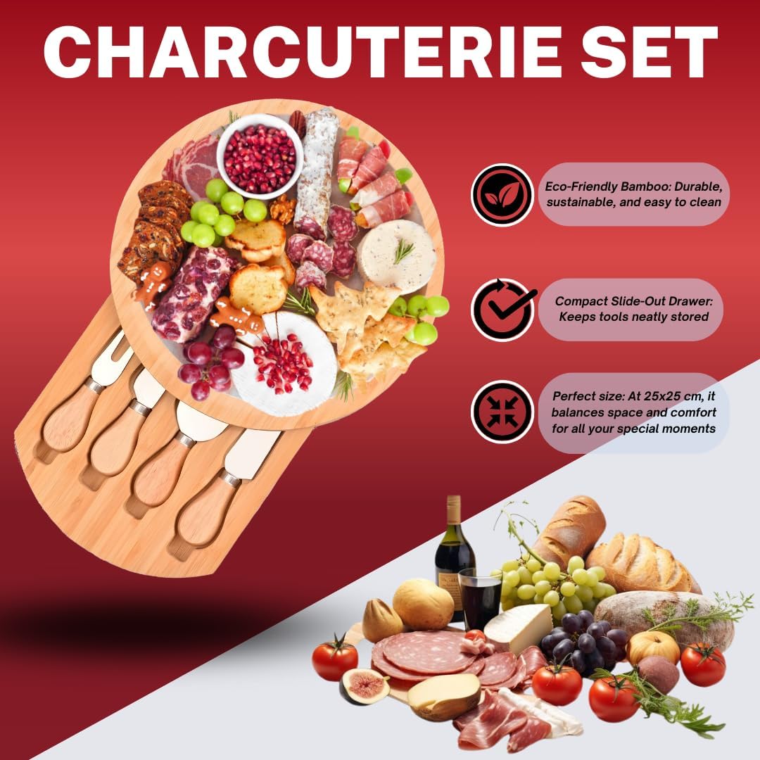 Rechargeable Electric Wine Opener Set - Includes Foil Cutter, Wine Aerator Dispenser, Electric Vacuum Stopper, Charcuterie Board and Knives Set - Luxury Packaging for a Special Occasion