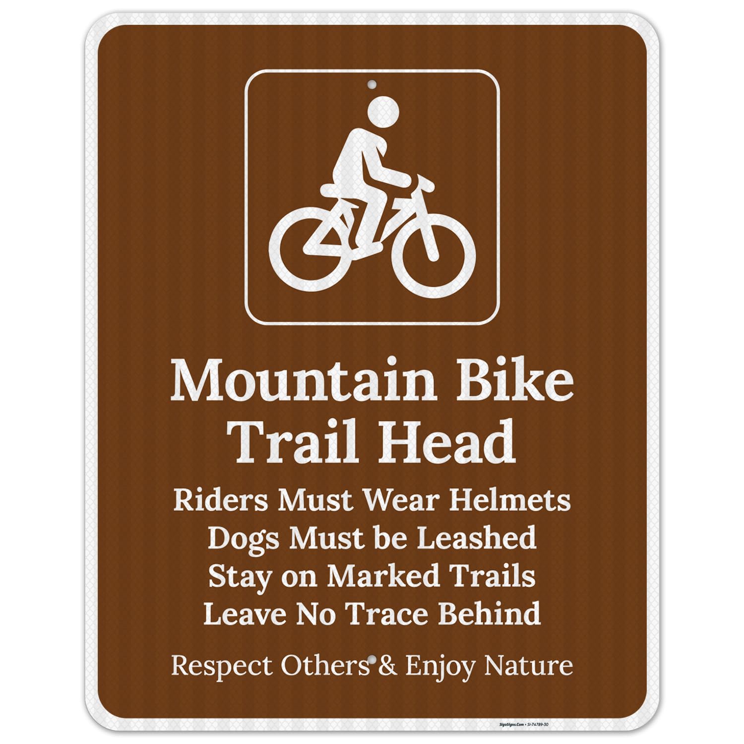 Mountain Bike Trail Head Riders Must Wear Helmets Dogs Must Be Leashed Sign, 24x30 Inches, 3M EGP Reflective .080 Aluminum, Fade Resistant, Made in USA