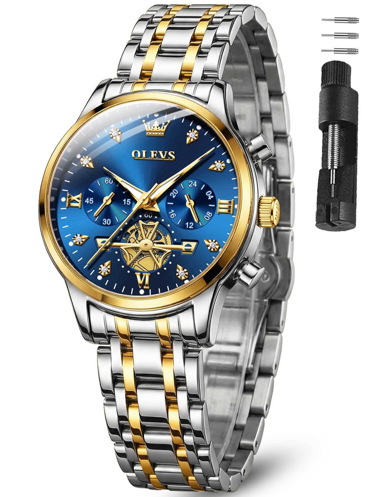 OLEVS Watches for Women Waterproof Luxury Stainless Steel for Medium Wrist | Ladies Watch Dress Analog Quartz Design for Women Daily Wear Elegant Easy to Read Birthday Present for Her Reloj para Mujer