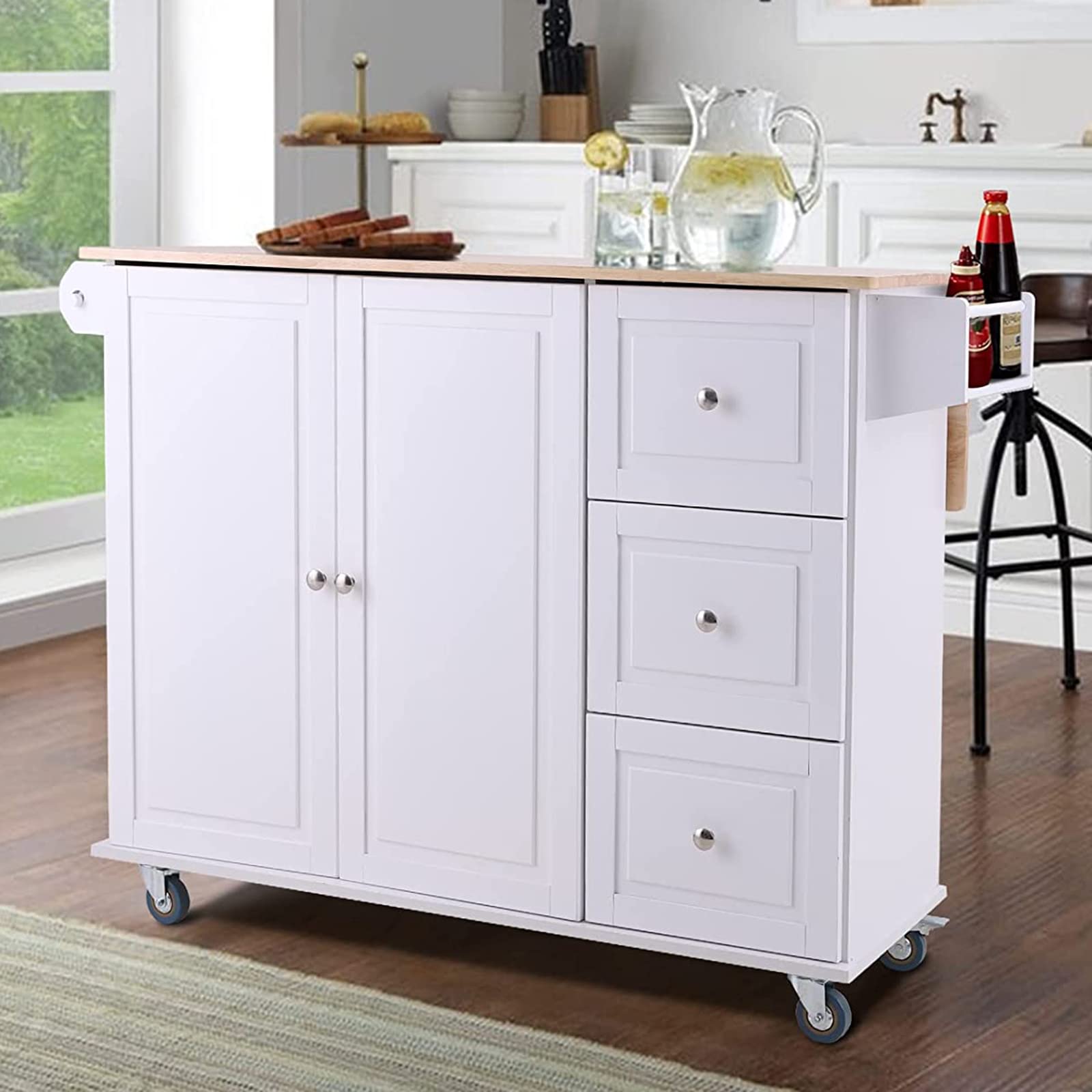 Buy Sophia & William Kitchen Island Cart on Wheels with DropLeaf and