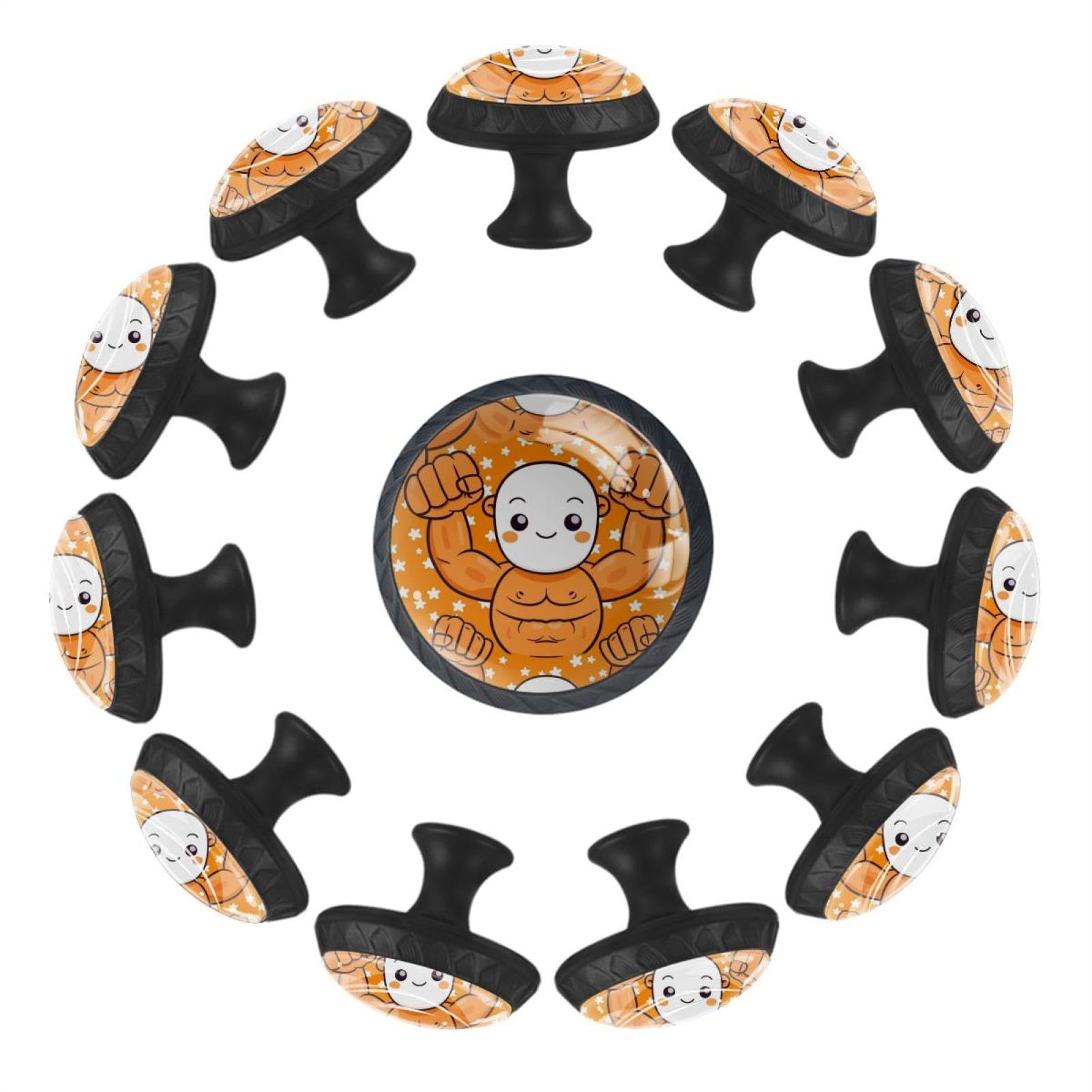 Boutons de tiroir ronds en verre de cristal orange pour poignée d'armoire et meuble de cuisine