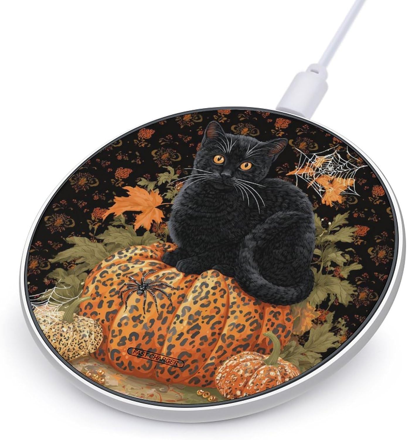 Halloween Leopard Pumpkin Cat Wireless Charger Magnetic Charging Pad