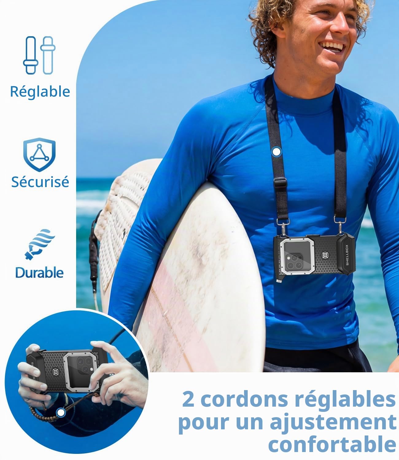 Étui de protection étanche IP68 pour écran tactile sous-marin - Coque de plongée professionnelle pour iPhone, Samsung, Redmi, Xiaomi - Pour la plongée, la plongée avec tuba, les photos et les vidéos