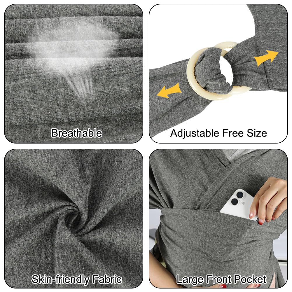 AUYAO Baby Carrier Adjustable Baby Wrap Hands Free Toddler Carrier Sling Multi-Purpose Sling Wrap Ergonomic Baby Carrier Backpack Support for Newborn Babies up to 48(22kg) lbs Toddlers(Dark Gray) - Image 3