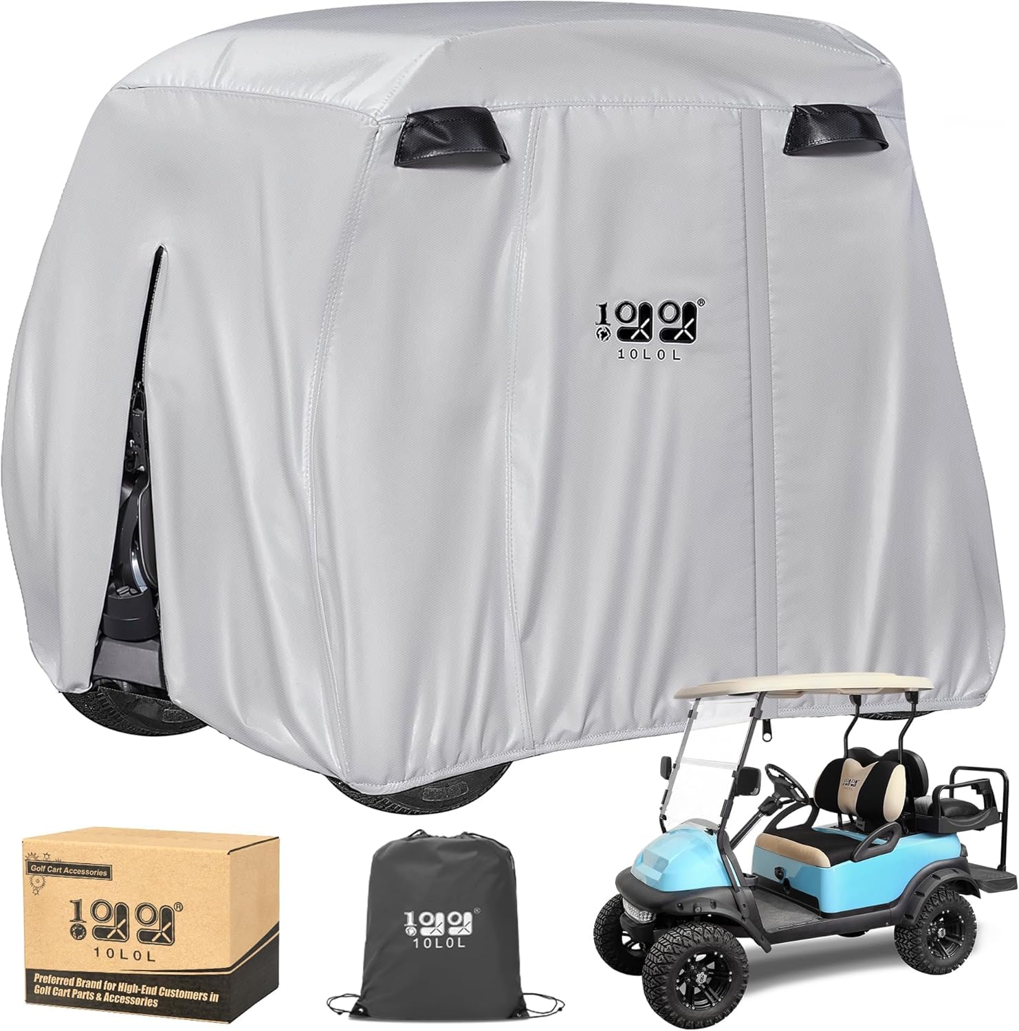 10L0L Copertura per carrello da golf per 4 passeggeri, adatta per EZGO, Club Car, Yamaha, protezione per tutte le condizioni atmosferiche, impermeabile, anti-neve, antivento, resistente al sole, tetto