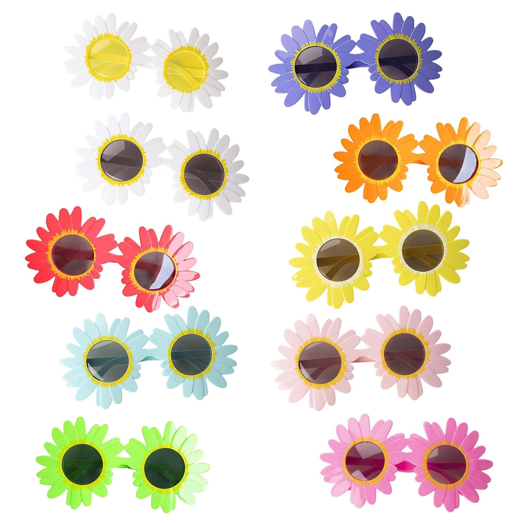 Art the Clown Sunflower Glasses, Sunflower Daisy Glasses, Adult Halloween Role Play, Multicolor (10pcs)