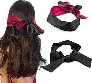 Masque pour Yeux en Satin, Bandage Sexy pour Dormir, Couples d'Amour, Noir+Rose Noire, 2 Pièces