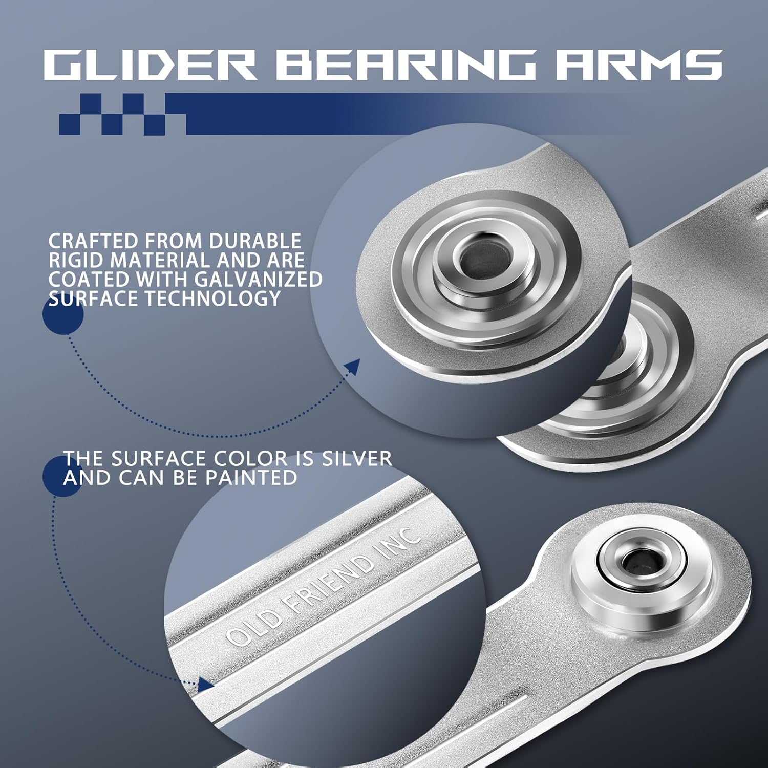 4 Pack Glider Bracket Hardware, Hardware Center Distance 7-1/2" and Bolt Hole Diameter 1/4".