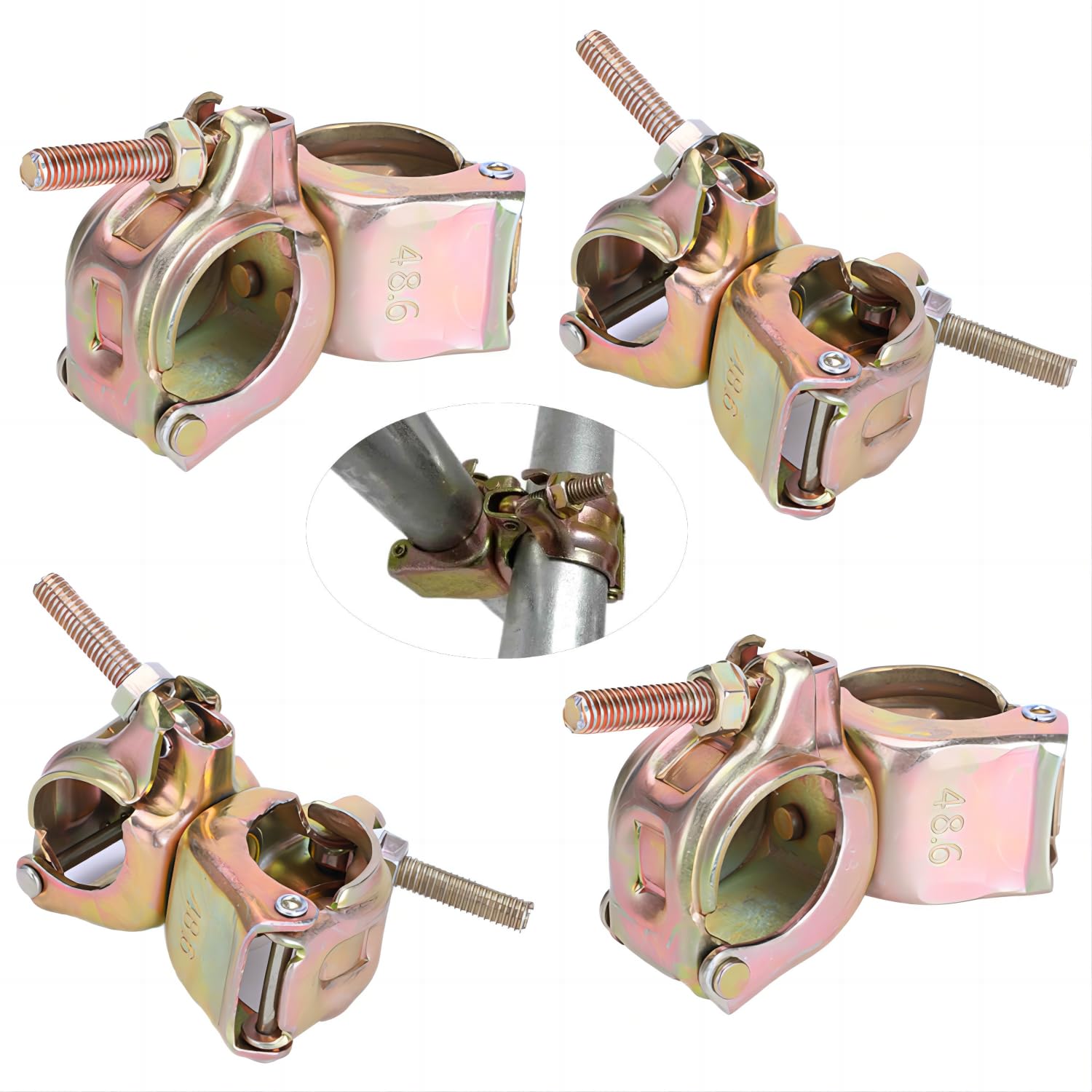 PHLKJL Scaffolding Clamps, British Type, For 1-3/4" to 1-9/10" OD Tube, Fixed Right Angle,Galvanized, 4 Pack