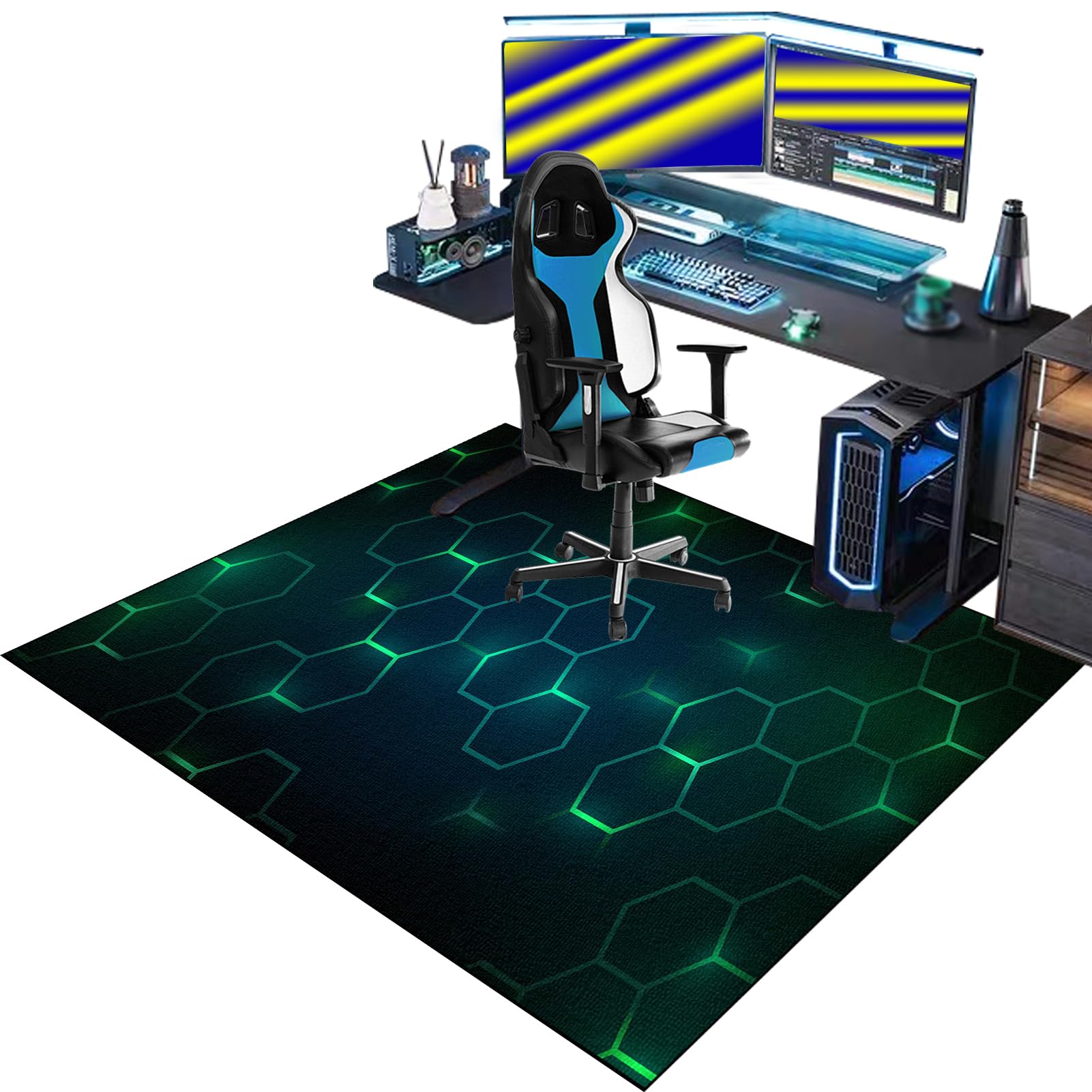 Gaming Chair Mat for Carpet, Rolling Chair Mat, Heavy Duty Office Chair Mats for Carpeted and Hardwood Floor Carpet Protector Chair Mat for Home and Office 150 x 180 cm Floor Mat for Office Chair