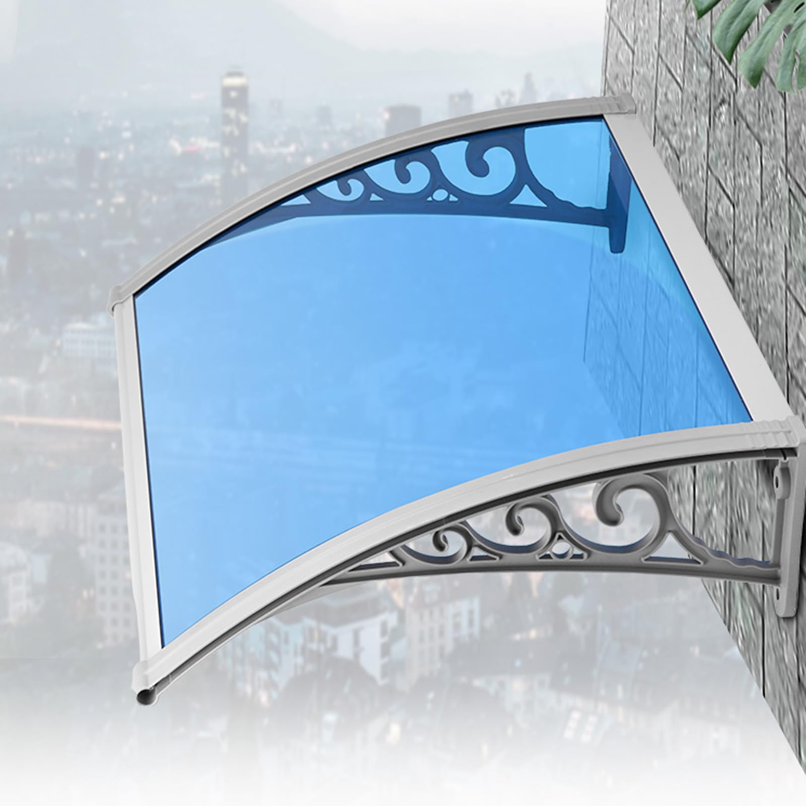 Auvent de porte en polycarbonate de 2,5 mm avec support en aluminium robuste