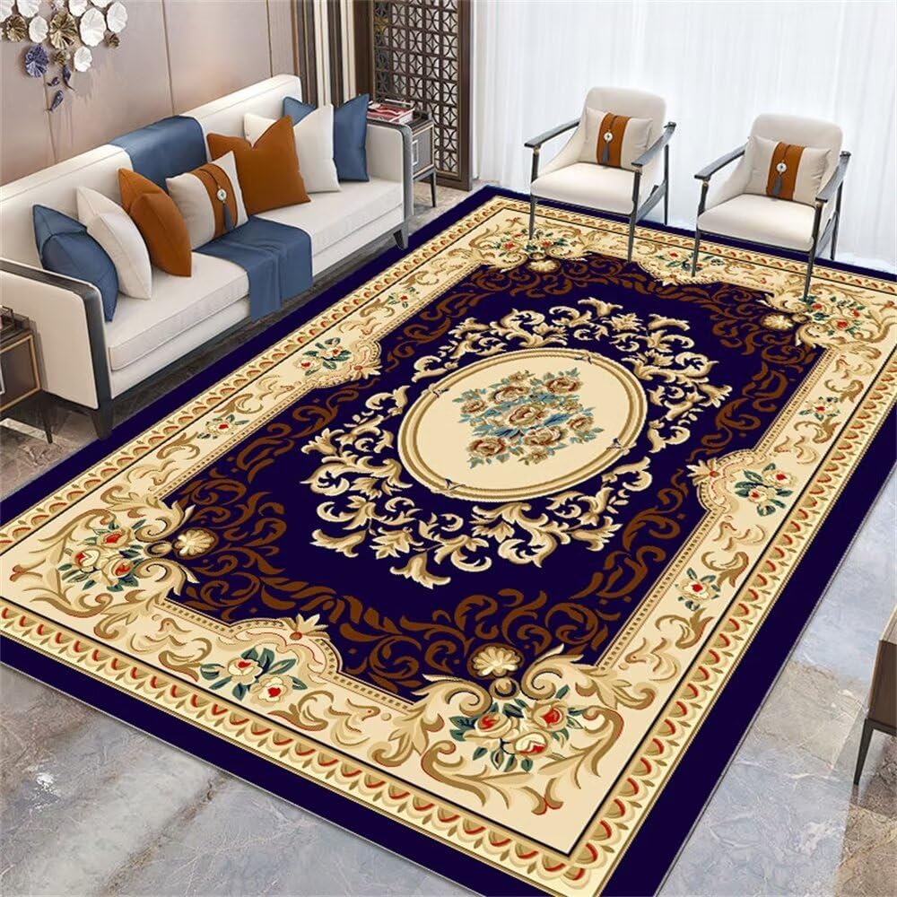 Tapis de centre de salon de décoration bleu moderne 100x200