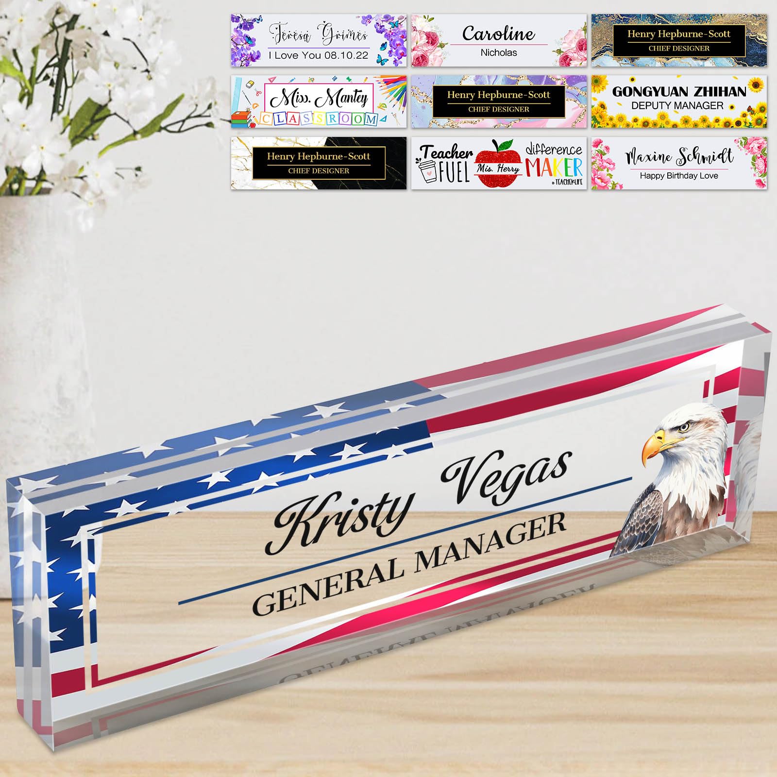 Desk Name Plate Personalized | Custom Name Plate for Desk | Customize Acrylic Name Plate Office Desk Accessories | Office Gifts for Boss Nurse Teacher