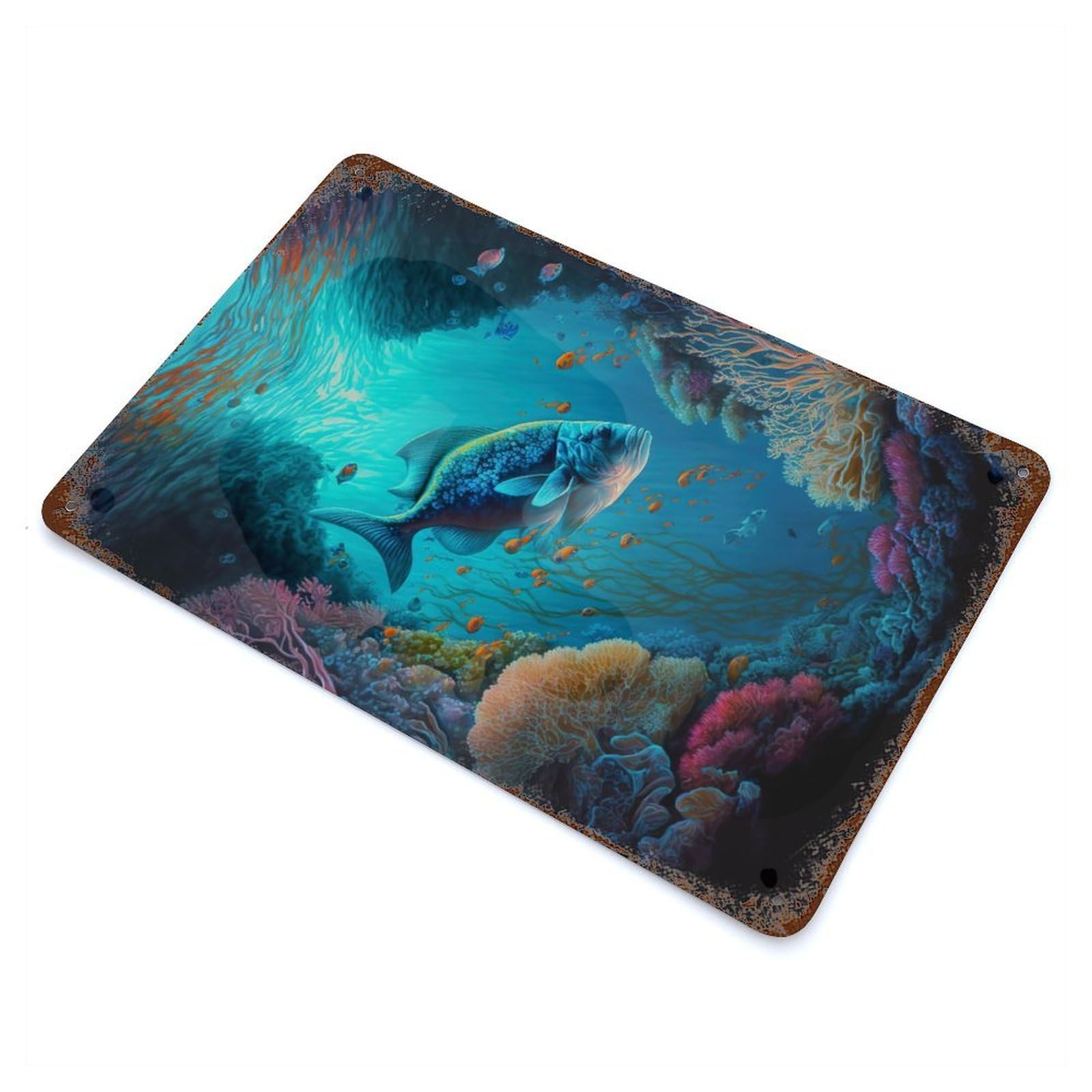 Aquarium Vintage Rust Metal Sign 11.8"x7.9", Shabby Chic Decor for Garage, Pub Or Kitchen
