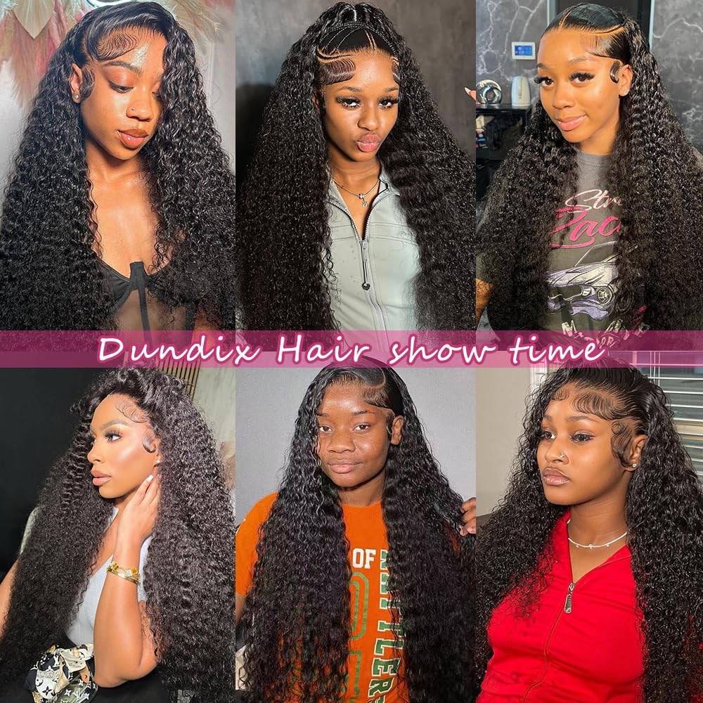 Amazon.com : Dundix 32 Inch Deep Wave Lace Front Wigs Human 