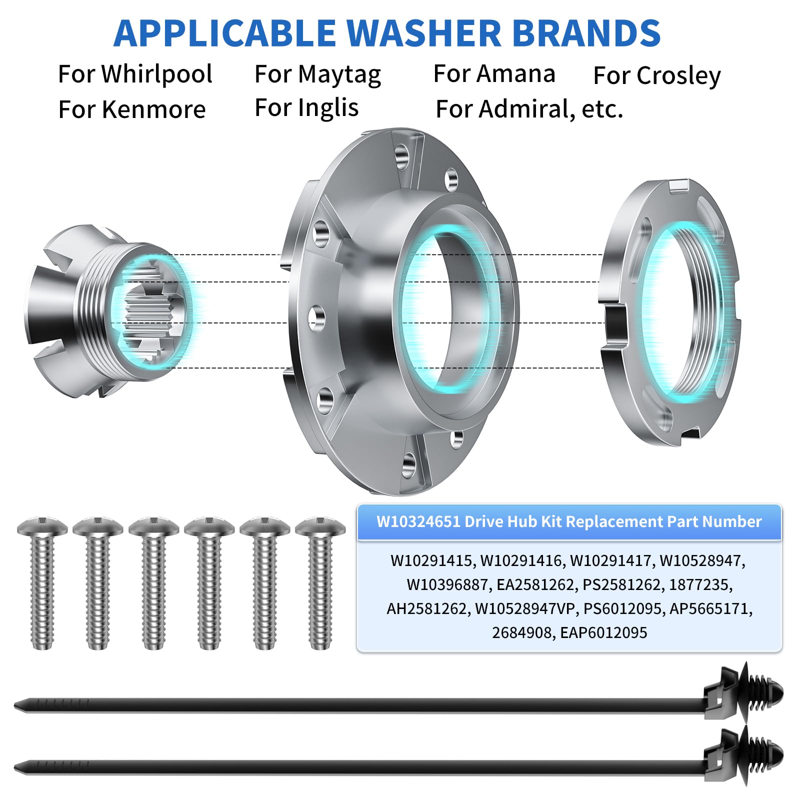 Upgraded W10324651 Metal Hub Replacement for Whirlpool Washer
