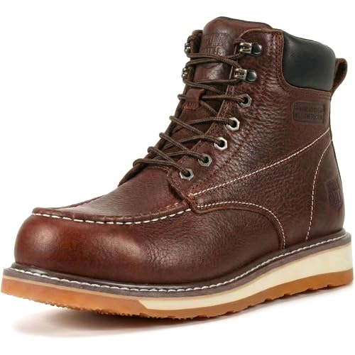 Men's 6 Inch Moc Toe Work Boots | Goodyearwelt,EH Protection,Oil and slip-resistant Wedge Sole