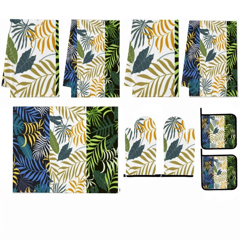 9PCS foglie di palma tropicale 7 decorazioni da cucina e accessori set