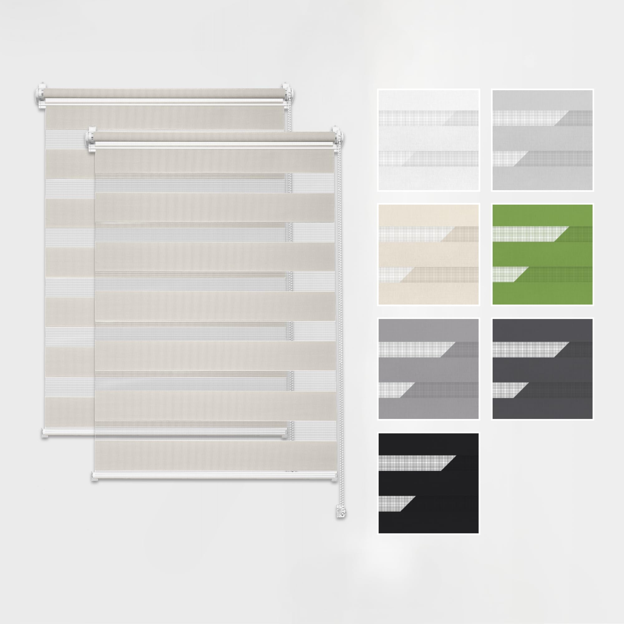 Estika Store Enrouleur Jour Nuit Klemmfix sans perçage, 2 pièces dans Le Set - 50 x 220 cm - Crème - Store à enroulement, Double Tissu, pour fenêtres intérieures, Store Duo