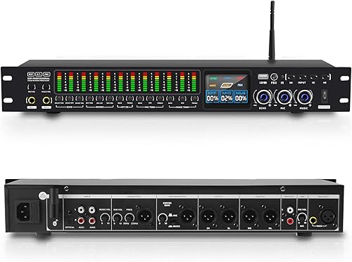 K-6 Mezclador Profesional de Karaoke Digital de Pre-Escenario Efector Anti-aullido Procesador de Audio Mezclador de Karaoke Reverberator con Efecto